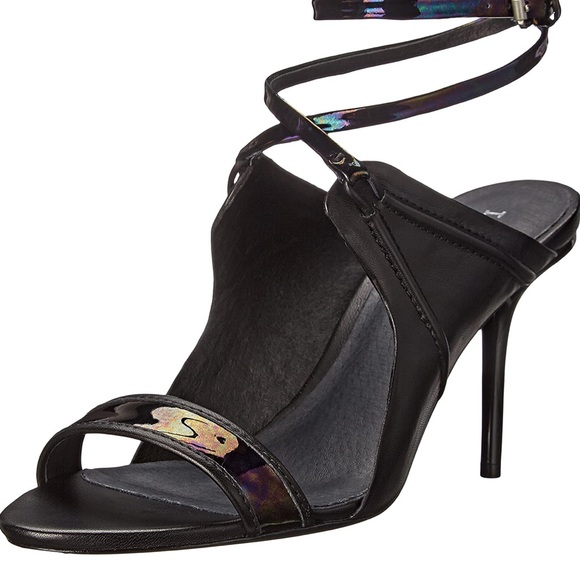 NWOT L.A.M.B. Bambi Black Leather Lace Up Heels. Size 10M - Picture 6 of 12